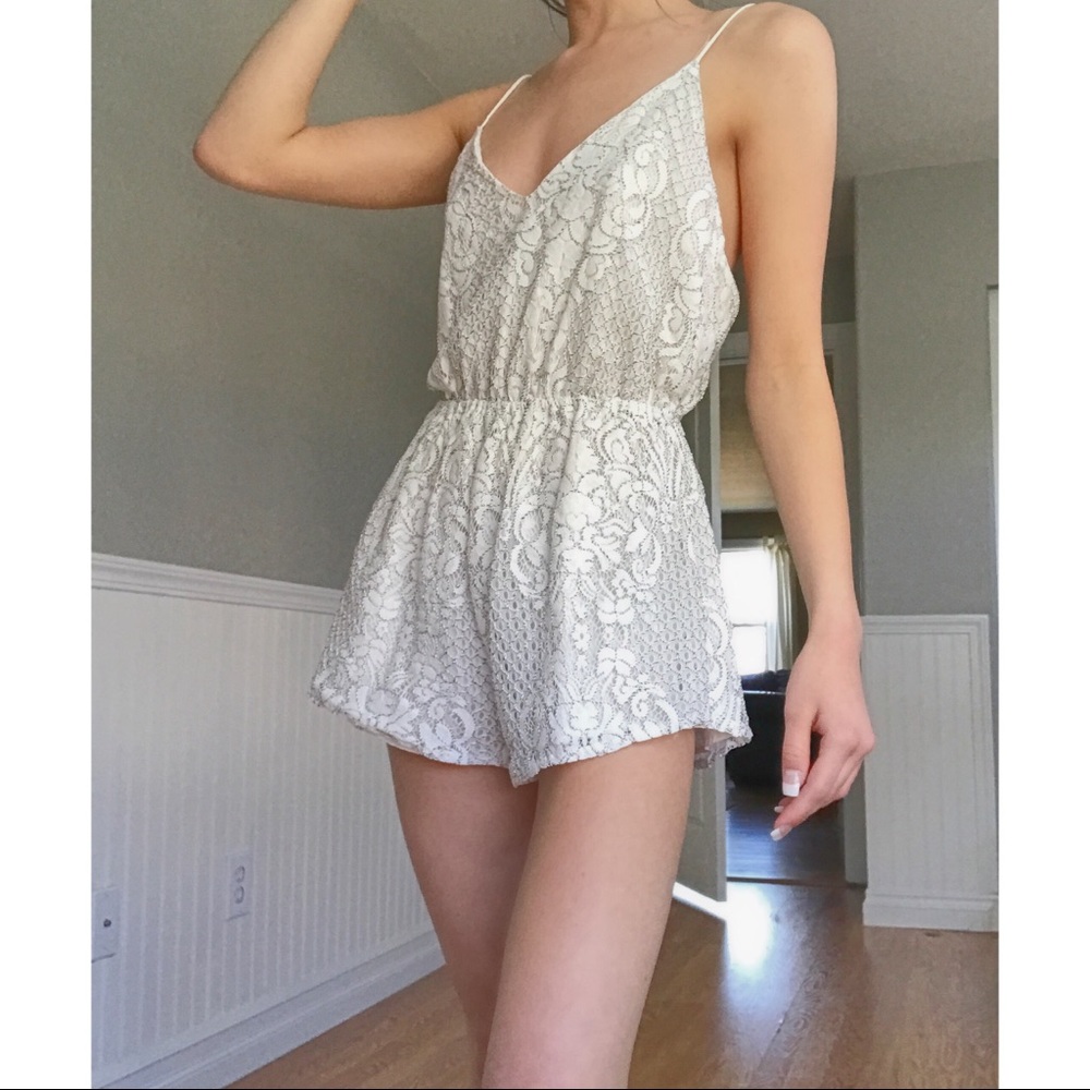 White Lace Romper, Graduation Romper